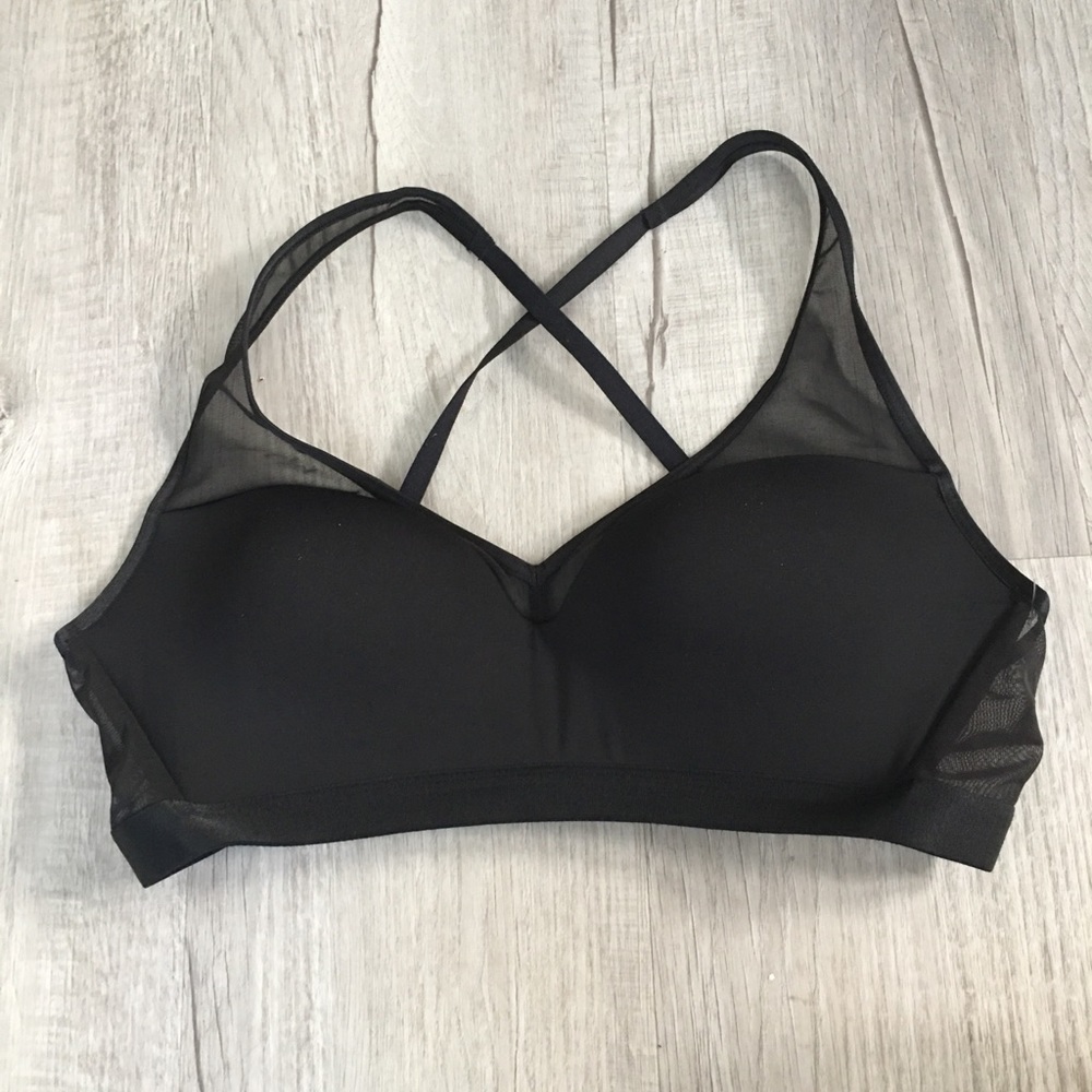 NWOT Victoria’s Secret Sports Bra Black Mesh 36C